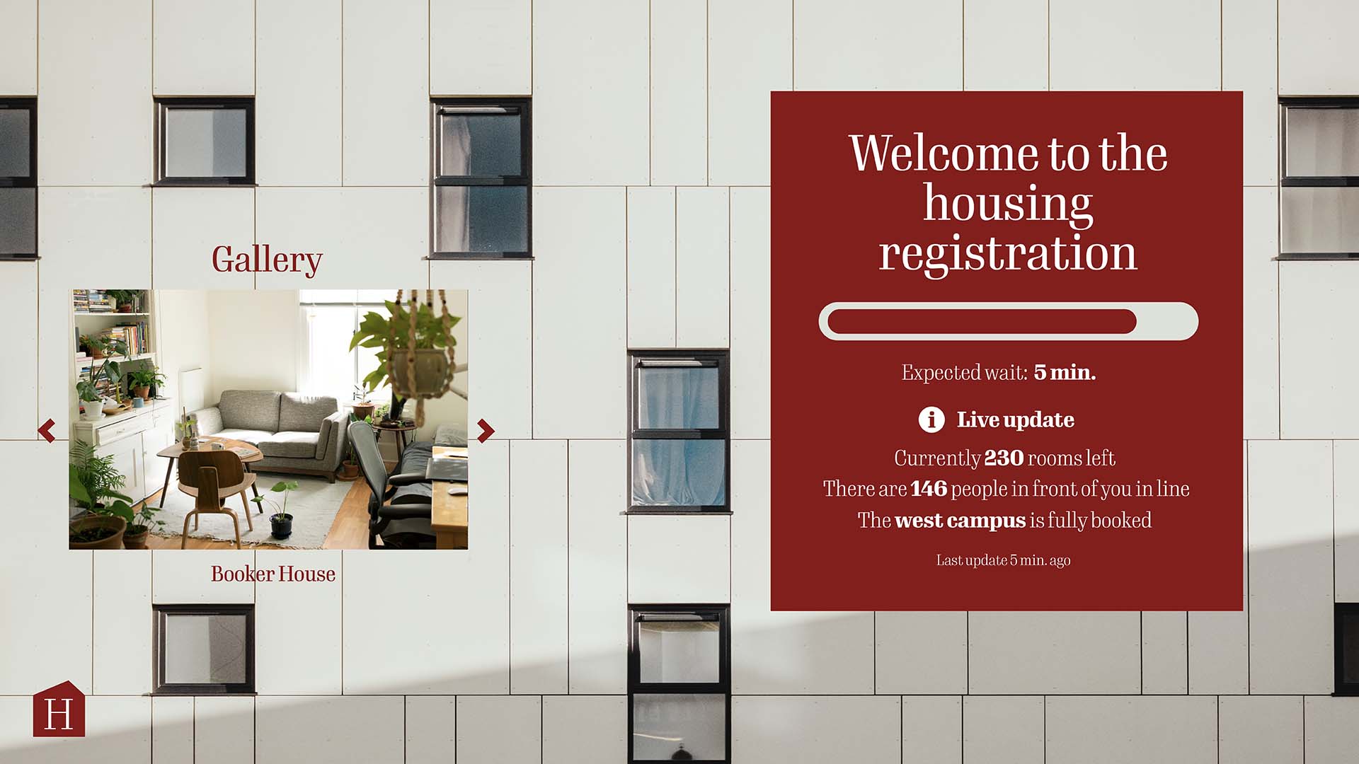 queue page for university housing registration