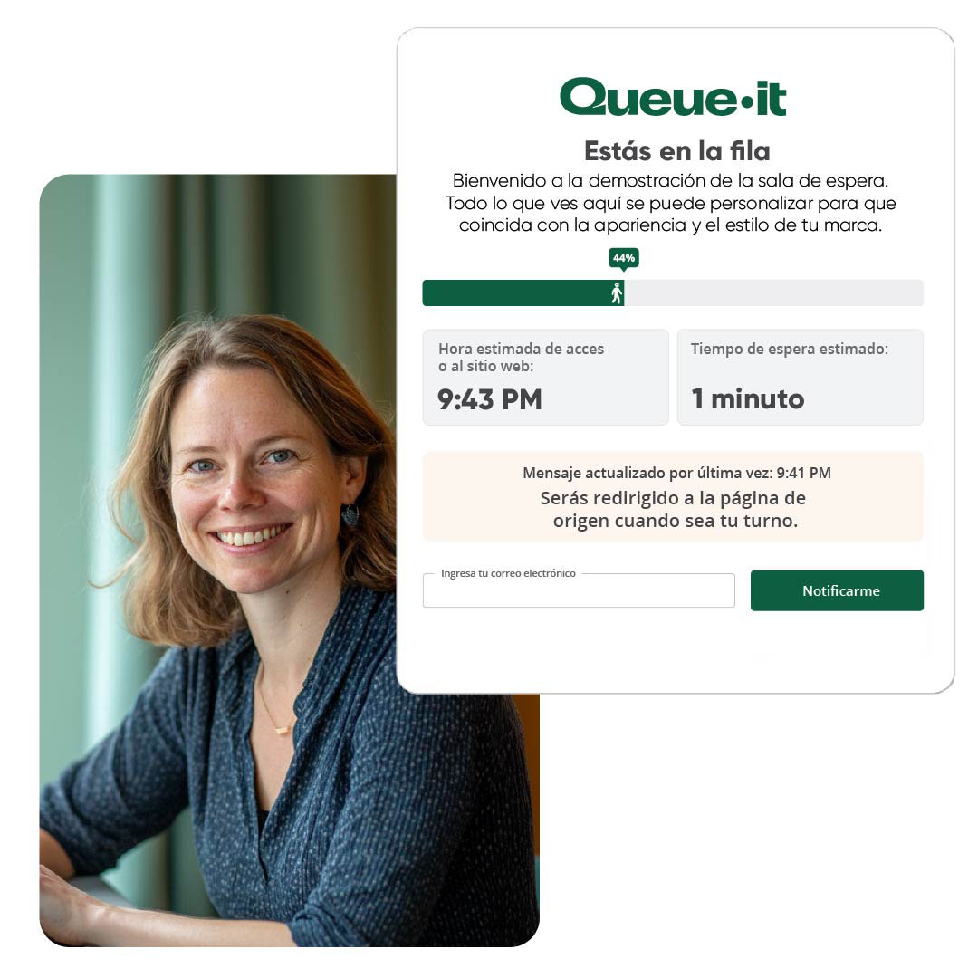 Página de fila virtual y usuario del producto