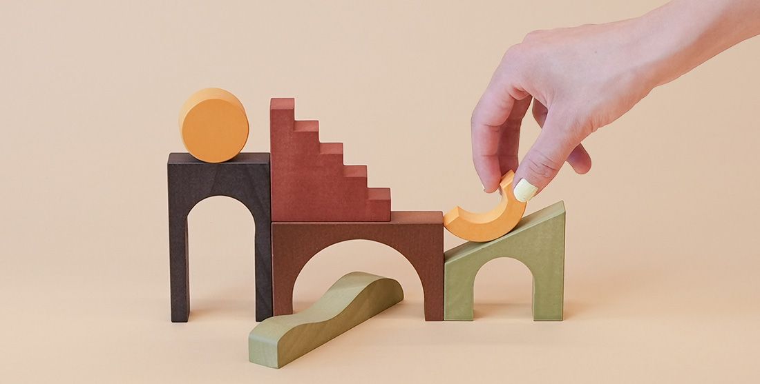 Blocks being assembled