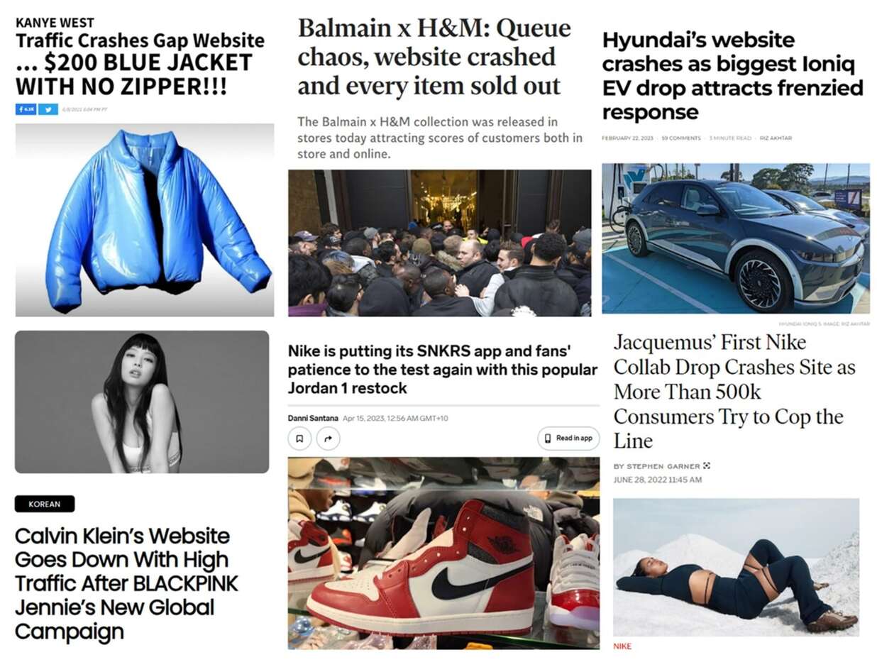 Examples of website crash news headlines
